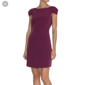 Plum a-line cap sleeve mini dress